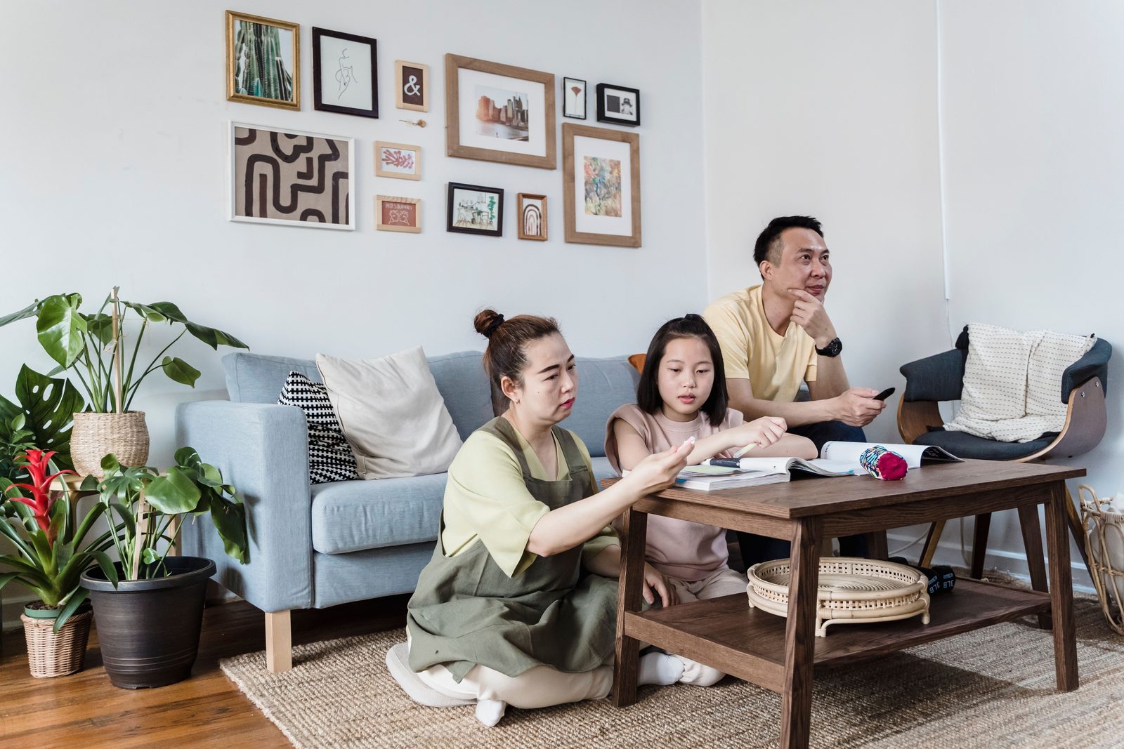 Family enjoying home internet